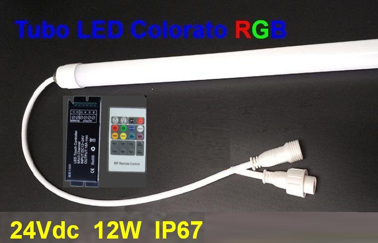 Plafoniera Tubo Led Colorato RGB 60 cm 24Volt IP67